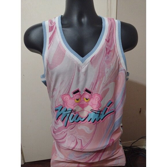 Men's Pink Panther Miami Basketball Jersey #3 Size Small S Pink - Picture 1 of 9